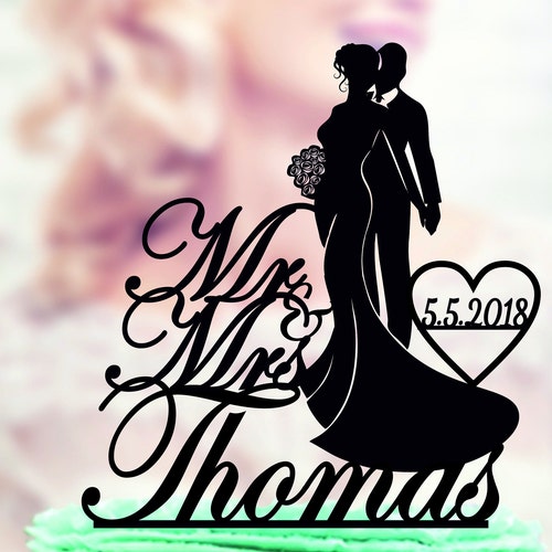 Bride Groom Silhouette Mr and Mrs Monogram Cake Topper With - Etsy Bride Groom Silhouette Mr and Mrs Monogram Cake Topper With - Etsy