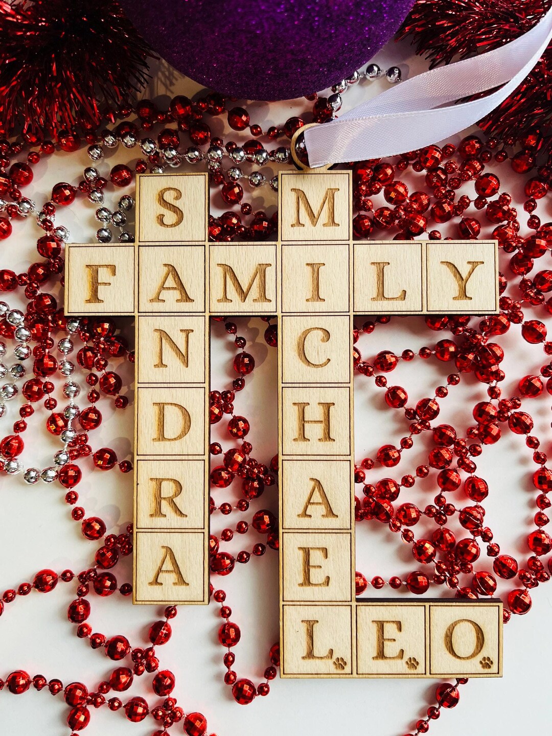 Scrabble Personalized Christmas Ornaments, Personalized Ornament