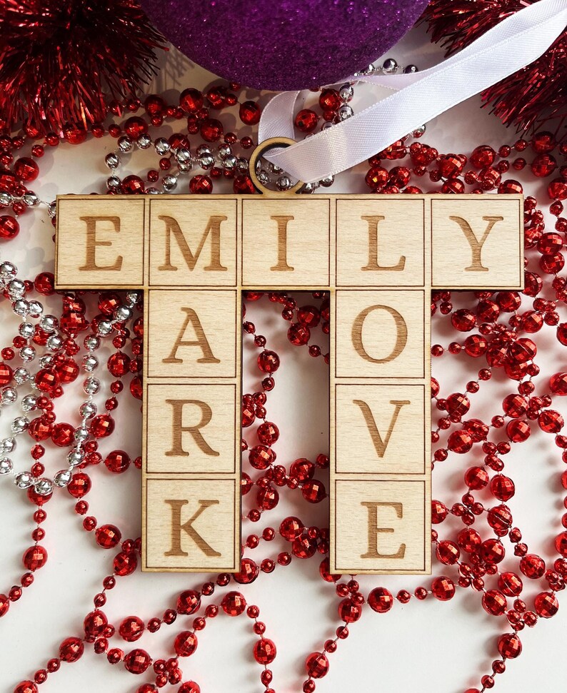 Scrabble Personalized Christmas Ornaments, Personalized Ornament