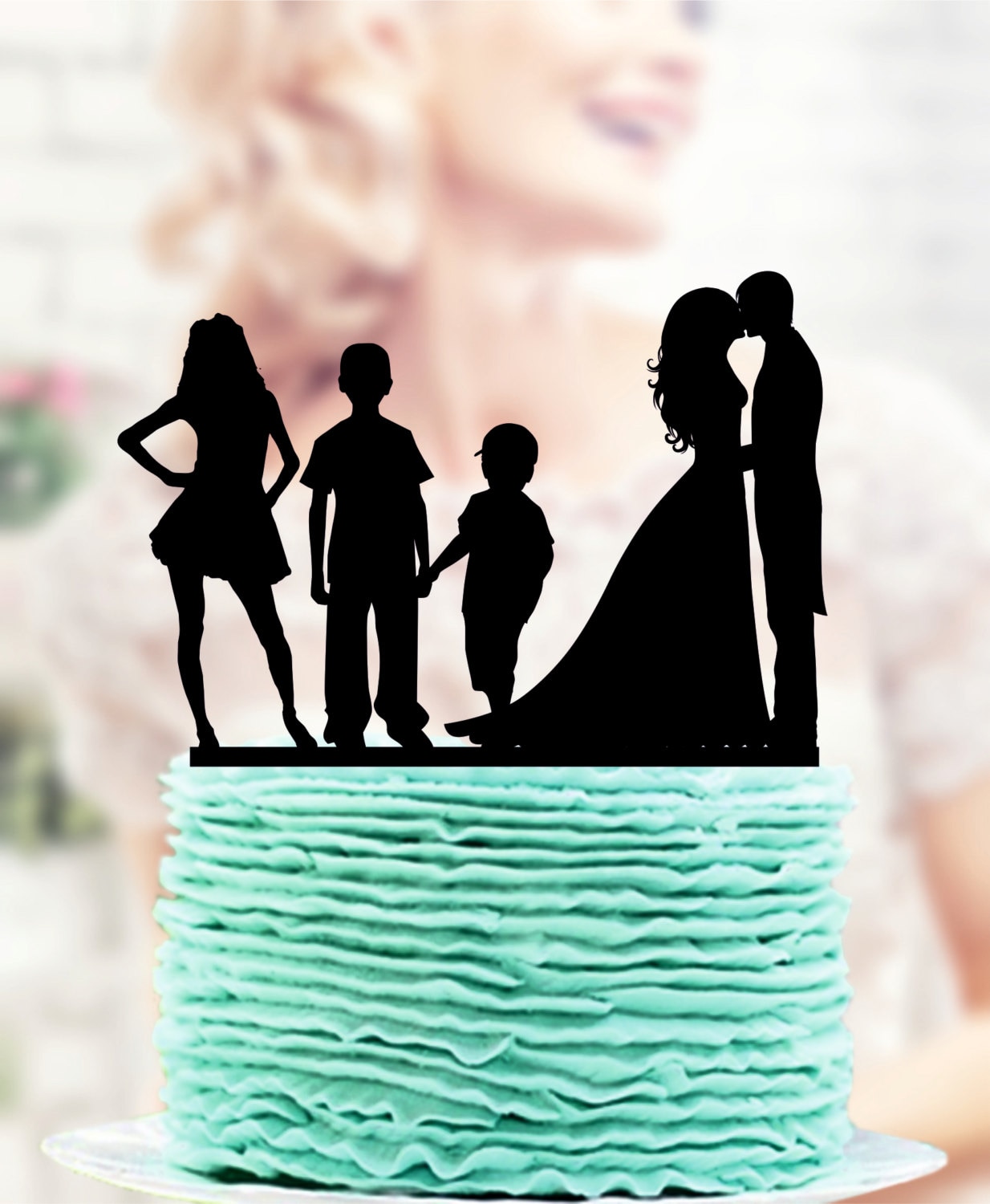 Bride and Groom With Teenager and Boy and Little Child Cake Topper, Couple  With Child Cake Topper , Family Cake Topper, Toppers Silhouette -   Canada