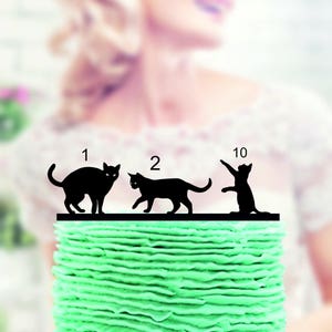 Cat Silhouette Acrylic Cake Topper: Wedding, Birthday