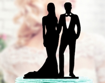 Bruidstaart topper silhouet bruid en bruidegom acrilic case topper, taart topper bruiloft, initialen taart topper taart toppers voor bruiloft