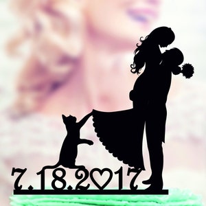 Cat Wedding Cake Topper: Mr & Mrs, Bride and Groom, Pet Silhouette