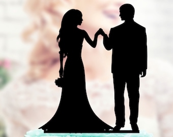Wedding Cake Topper Silhouette Groom and Bride Acrilic | Etsy