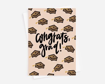 congrats grad card | graduation cap | cute neutral grad card