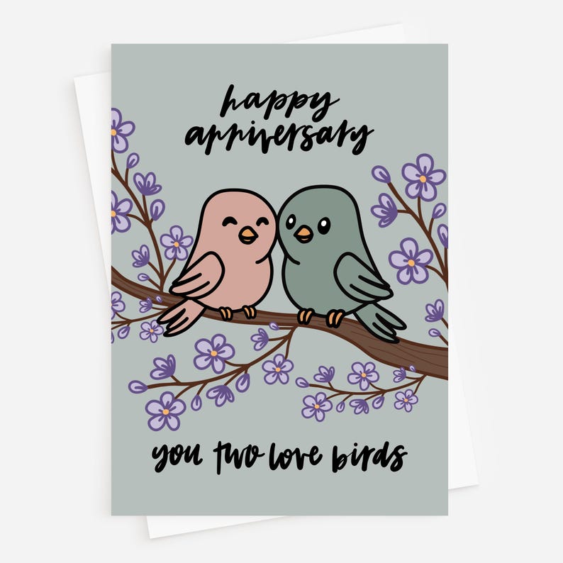 Happy Anniversary You Two Love Birds | Grandparent Anniversary Card - Etsy