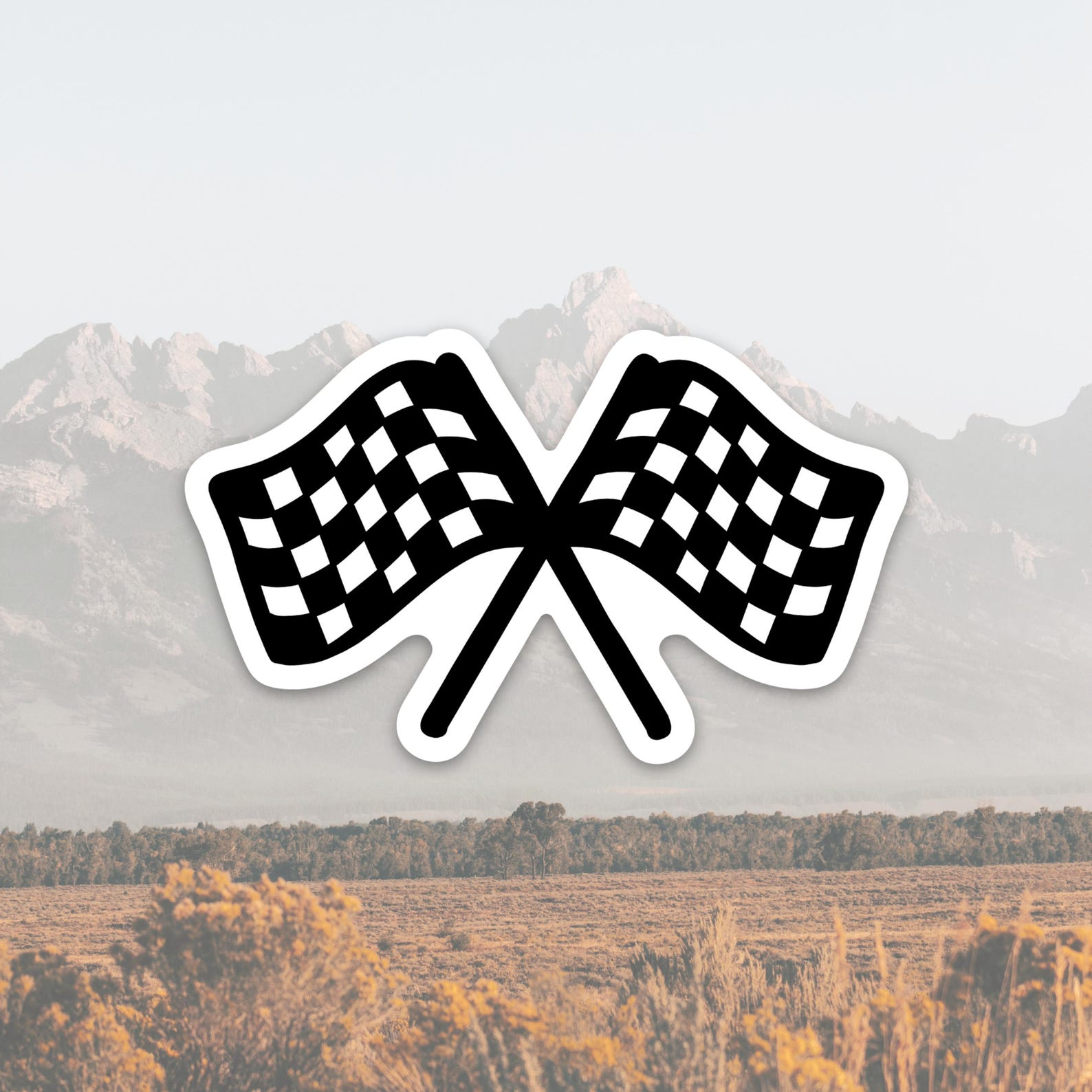 Two Racing Flags Sticker Checkered Racing Flag Sticker - Waterproof Racing Flag Decal - Etsy