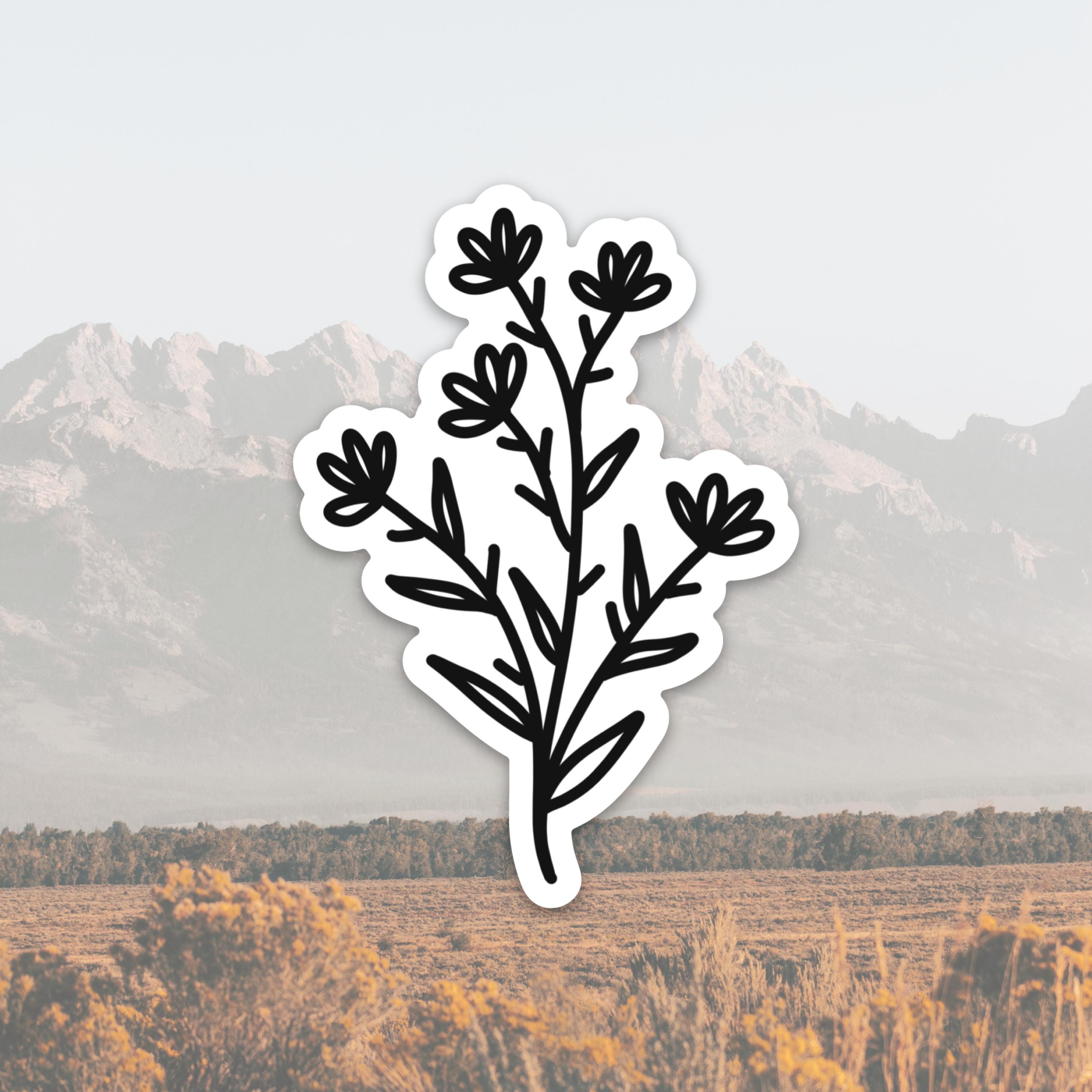 Black and White Minimalist Floral Sticker - Etsy