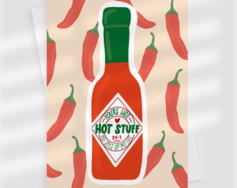 Valentines Card for Husband, Funny Hot Sauce Card, You Spice Up My Life, Anniversary Birthday Card for Him