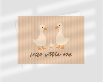 Baby Goose Card | Neutral Striped Greeting Card