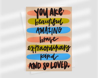 you are loved card | colorful encouraging greeting card