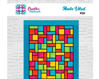 Creative patchwork, pattern pdf stained glass blanket
