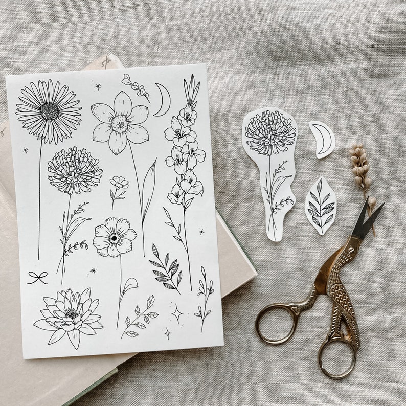 Birth Flowers Temporary Tattoos/ Birth Month Flower Tattoos/ Etsy