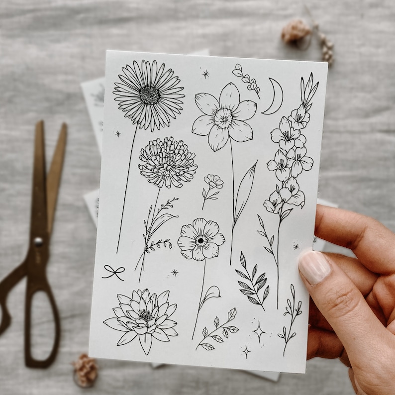 Birth Flowers Temporary Tattoos/ Birth Month Flower Tattoos/ Etsy