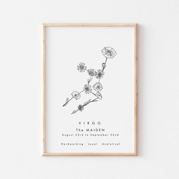 Virgo Zodiac Sign Print/constellation Print/zodiac Print/birthday