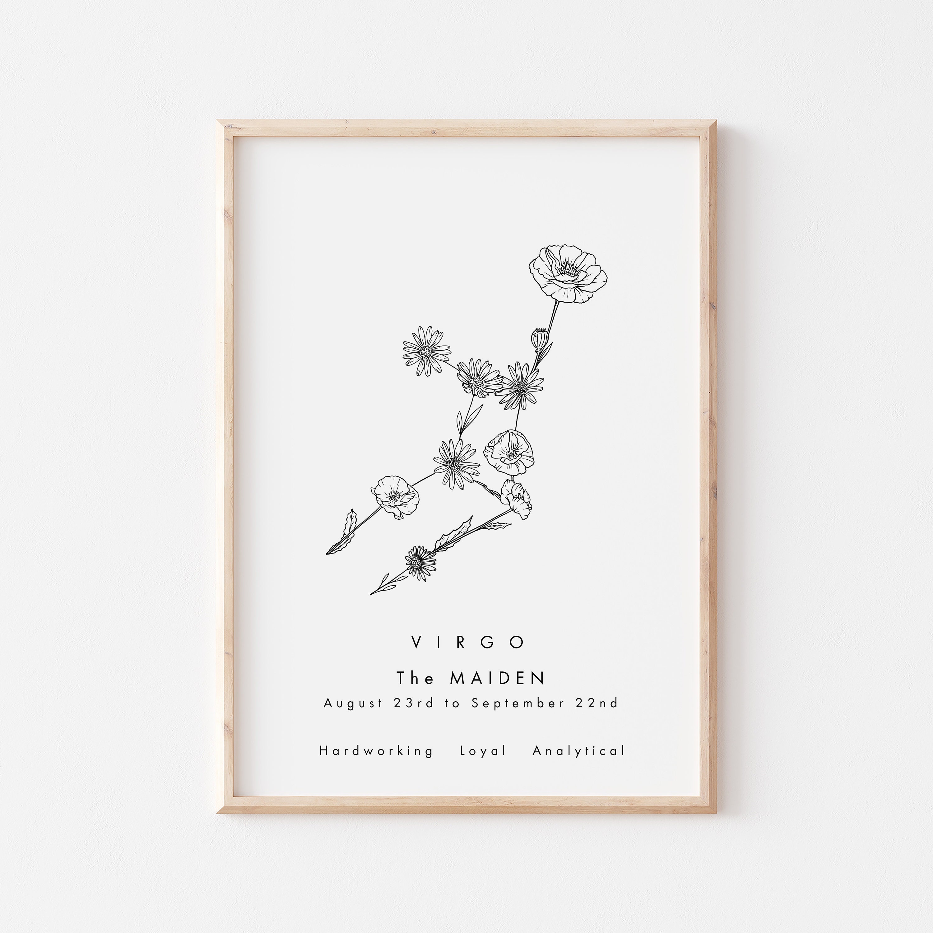Virgo Zodiac Sign Print/constellation Print/zodiac Print/birthday