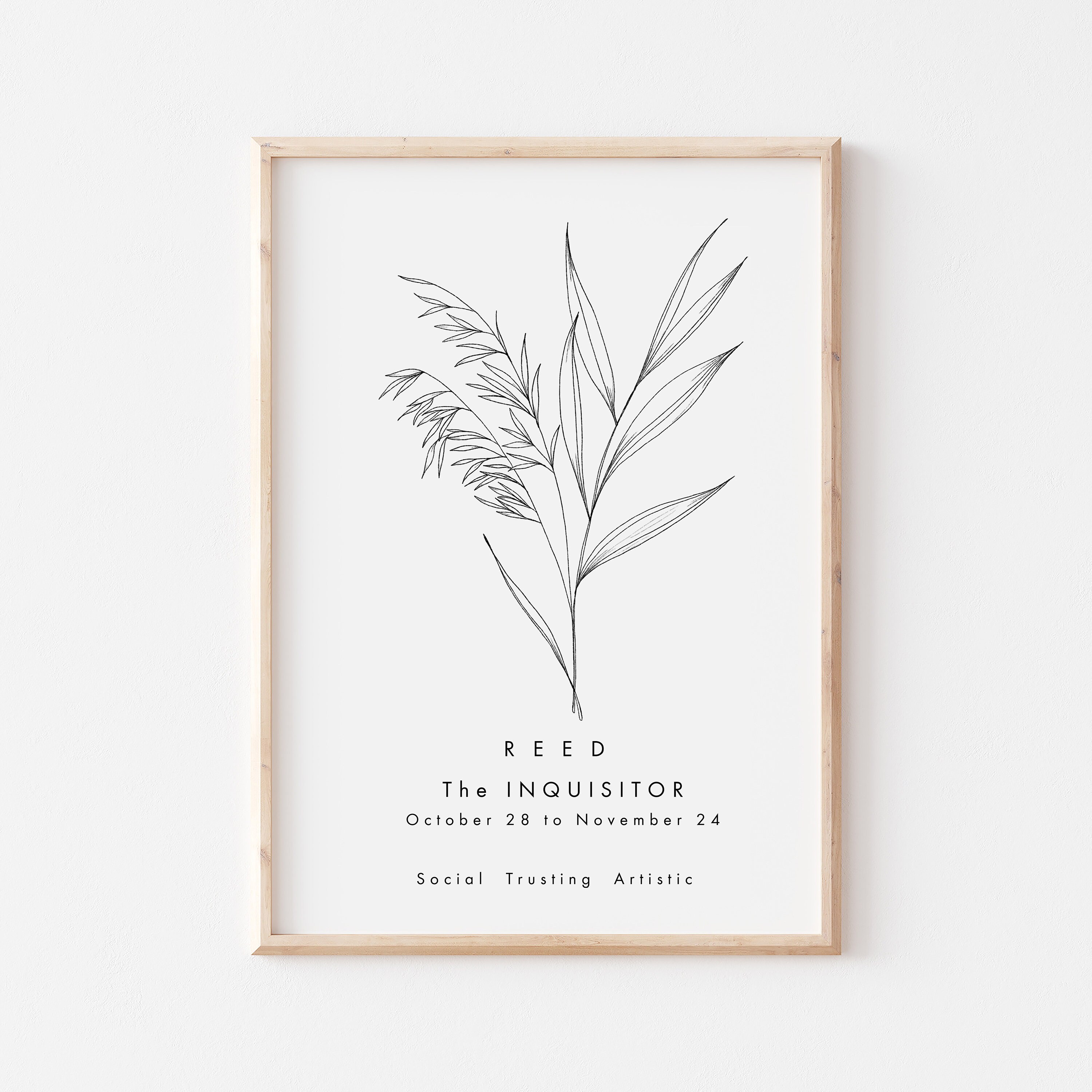 Celtic Reed Print/Tree Astrology Print/Celtic Zodiac Print/Birthday Gift/Home Decor Wall Art/Star Sign/Celestial Art/Birth Calendar Tree
