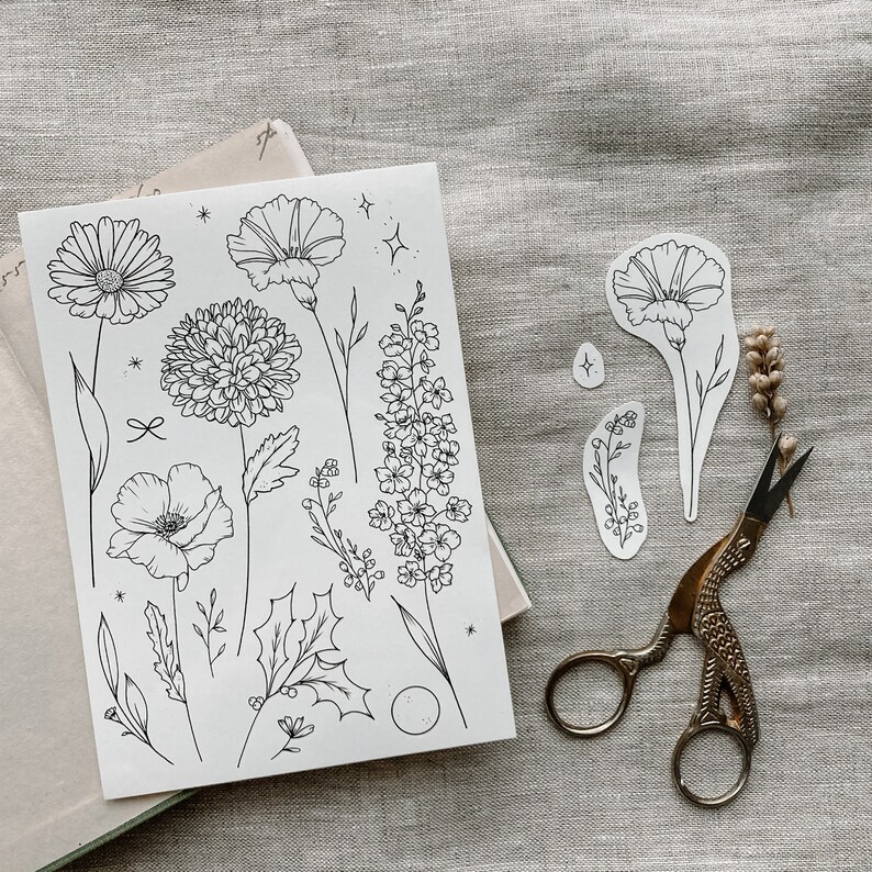 Birth Flowers Temporary Tattoos/ Birth Month Flower Tattoos/ Etsy UK