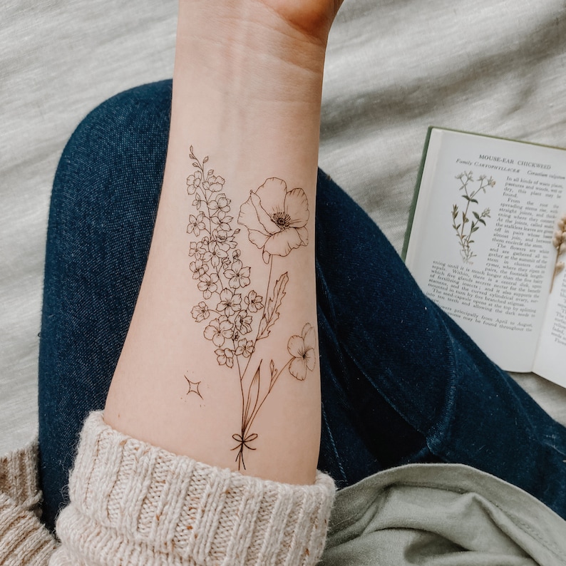 Geburt Blumen temporäre Tattoos/ Geburt Monat Blumen Tattoos/ Etsy.de