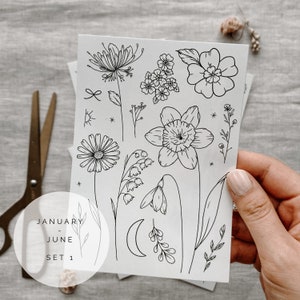 Birth Flowers Temporary Tattoos/ Birth Month Flower Tattoos/ Ethereal Tattoos/Festival Tattoos/Moon Flower Tattoo/Boho Gifts/Fake Tattoos