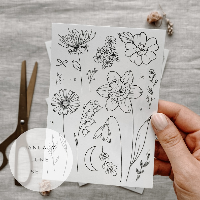 Birth Flowers Temporary Tattoos/ Birth Month Flower Tattoos/ Etsy