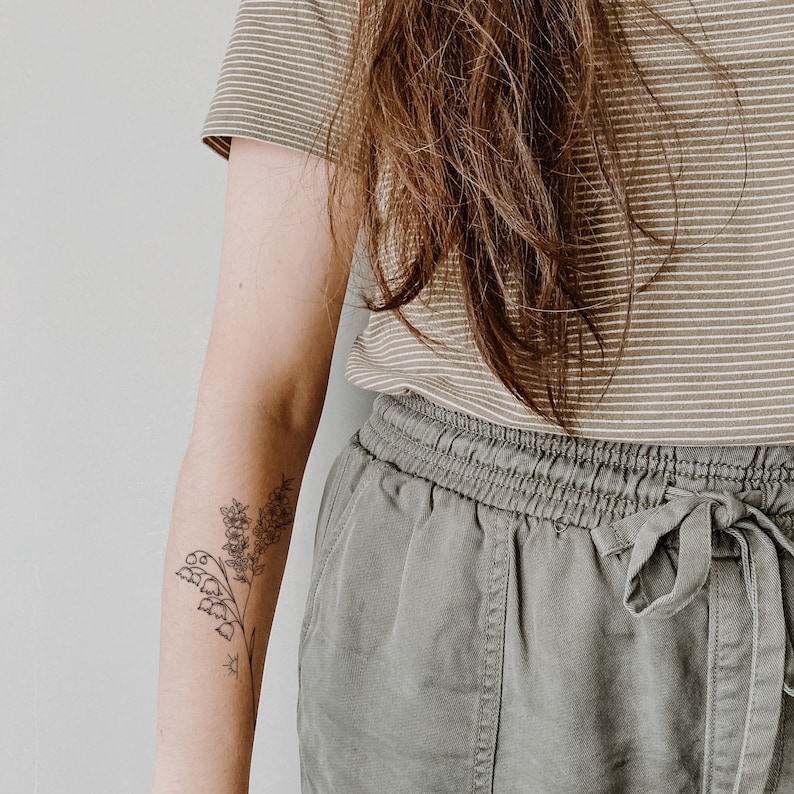 Birth Flowers Temporary Tattoos/ Birth Month Flower Tattoos/ Etsy