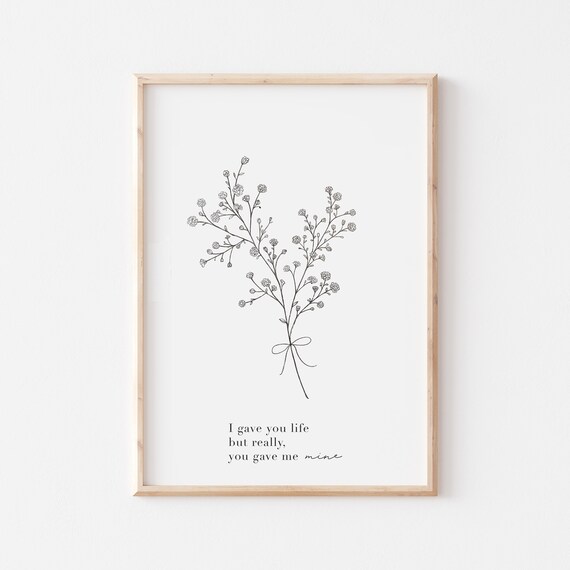 Mother and Baby Print/Botanical Illustration/Mothers Day Gift/Mothering Art/Nursery Decor/Wall Decor/Wall Art/Mother Child Art/Mother Quote