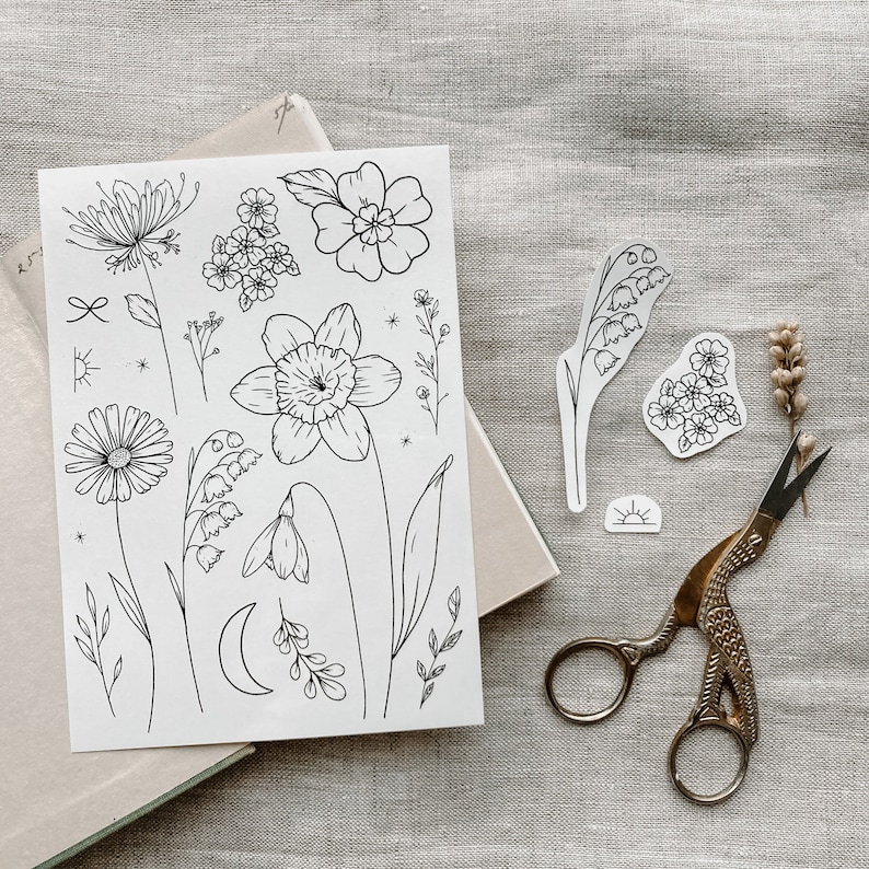 Birth Flowers Temporary Tattoos/ Birth Month Flower Tattoos/ Etsy
