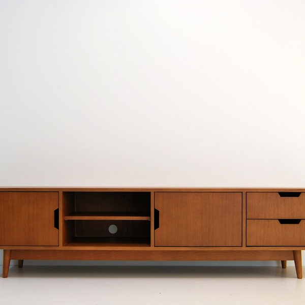 Console multimediale Mid-Century/Porta TV/Unità TV/Credenza bassa/Scandinavo/Design/Consolle retrò