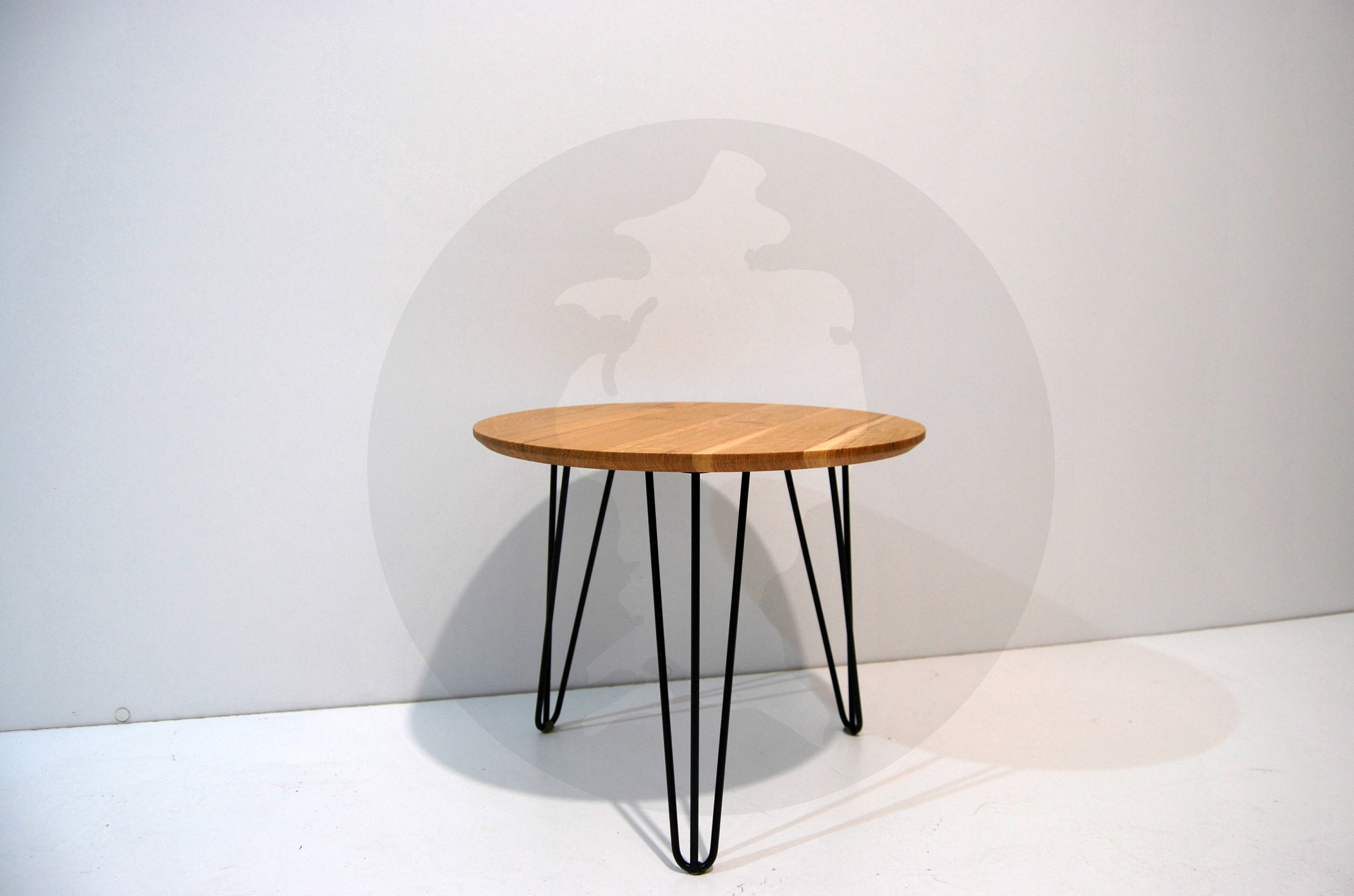 Solid Oak Round Side Table With Hairpin Metal Black Legs / Etsy UK