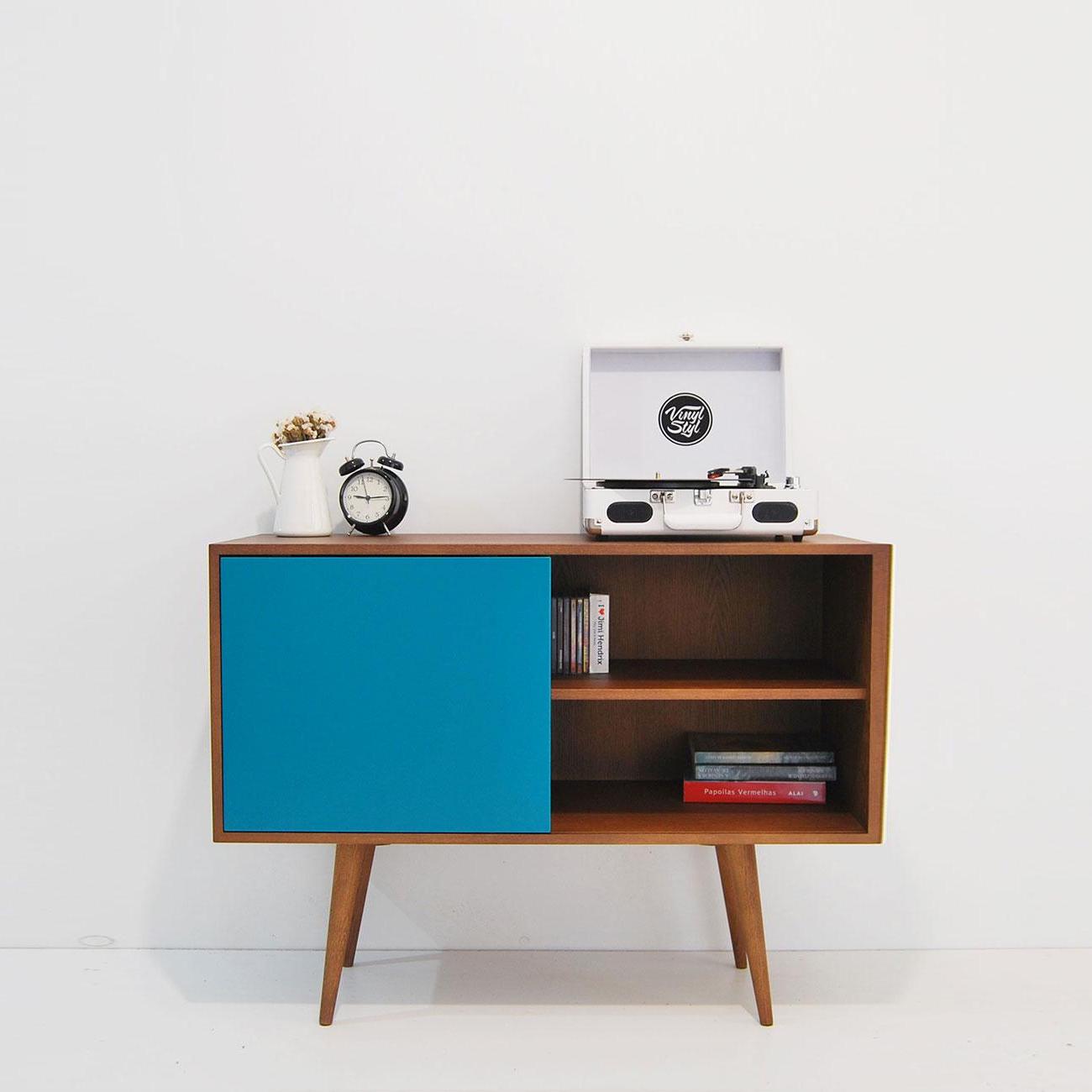 Vinyl Record Storage With One Sliding Door / Media Console
