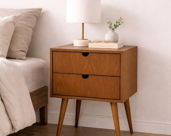 Pair of Nightstand / Bedside table / Side table with two drawers / Dresser / Room Furniture / Scandinavian / Mid century modern / Retro