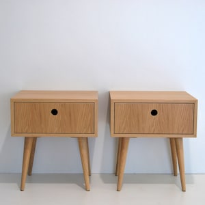 Pair of Nightstand, night stand, bedside table, bed side table, side table with one drawer, scandinavian design, mid century modern