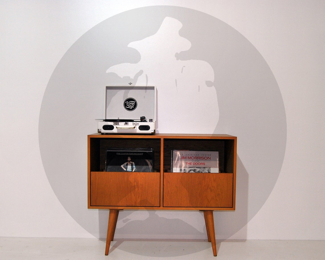 Vinyl Record Storage Mid Century Modern Sideboard Media Etsy