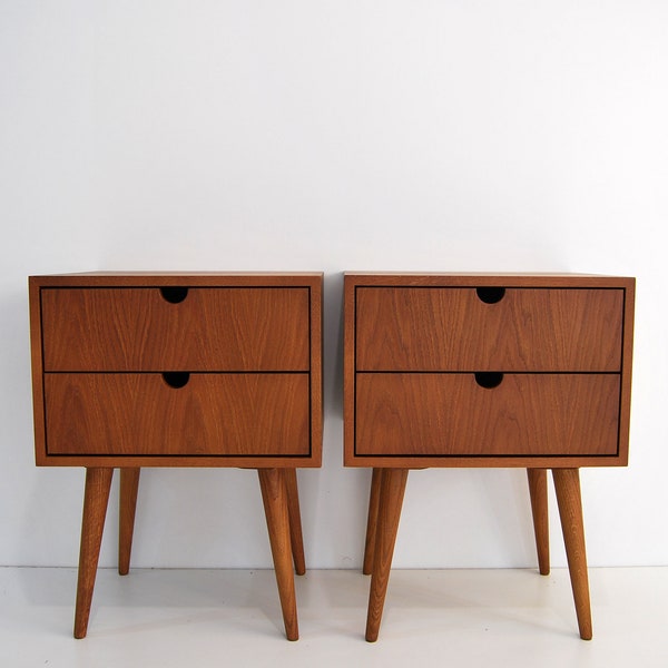 Pair of Nightstand / Bedside tabe / Side table with two drawers / Dresser / Room Furniture / Scandinavian / Mid century modern / Retro