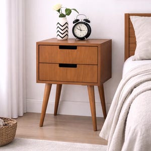 Coppia di comodini / comodini / tavolini laterali con due cassetti / cassettiere / mobili per la stanza / scandinavi / moderni di metà secolo / retrò