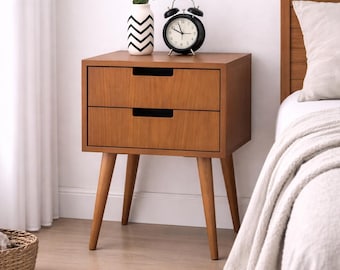 Pair of Nightstand / Bedside table / Side table with two drawers / Dresser / Room Furniture / Scandinavian / Mid century modern / Retro