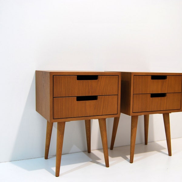 Pair of Nightstand / Bedside tabe /  Side table with two drawers / Dresser / Room Furniture / Scandinavian / Mid century modern / Retro