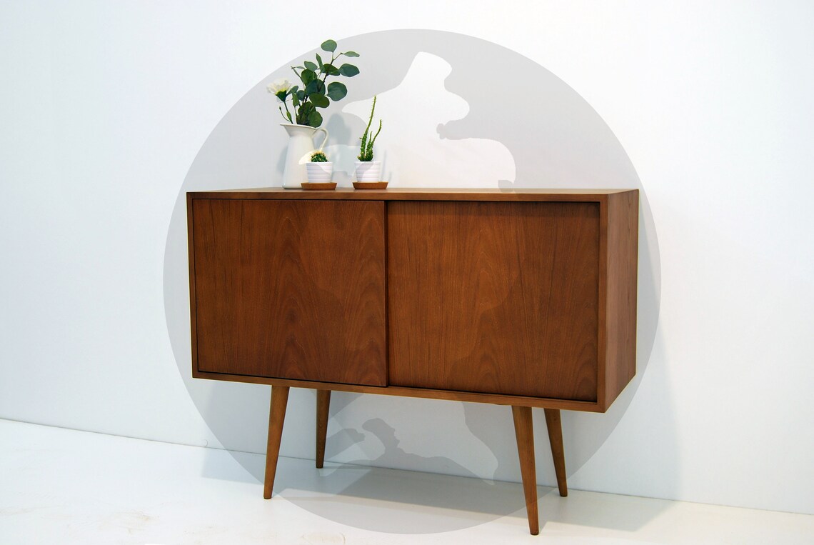 Mid Century Modern Sideboard Vinyl Record Storage Media Etsy