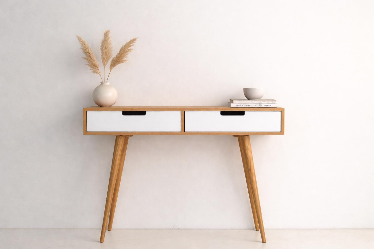 Coiffeuse/Console/Buffet Moderne Style Mid-Century Avec 2 Tiroirs/Rétro/Scandinave Meuble De Chambre/Meuble D'entrée