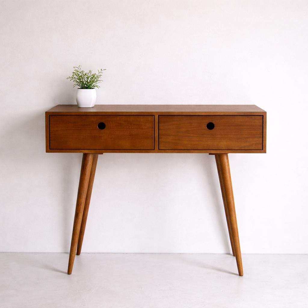 Coiffeuse Moderne Du Milieu Siècle, Console, Buffet Avec 2 Tiroirs, Rétro, Design Scandinave, Meubles De Chambre