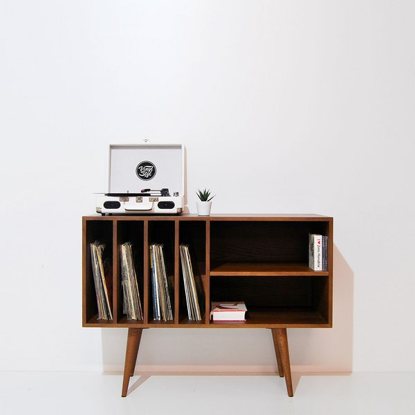 Stockage de disques vinyles, buffet moderne du milieu du siècle, console multimédia, cabine de disques, meubles du milieu du siècle, design sandinavien, rétro