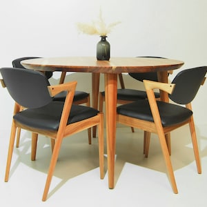 Mesa redonda moderna de mármol blanco, mesa de comedor con pedestal de  madera de pino natural, mesa de cocina de moda, muebles de restaurante,  mesa de