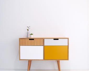 Modern mid-century sideboard / Console with drawers / Living room furniture / Scandinavian / Nordic style