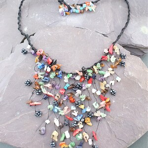 Mixed Gemstone & Hematite Beads Waterfall Necklace Hand Made Chakra Healing image 7