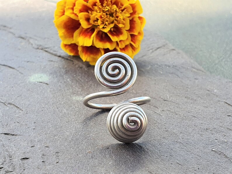 Honey Pot Spiral Fine 999 Karen Hill Tribe Silver Statement Ring image 4