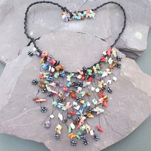 Mixed Gemstone & Hematite Beads Waterfall Necklace Hand Made Chakra Healing image 5