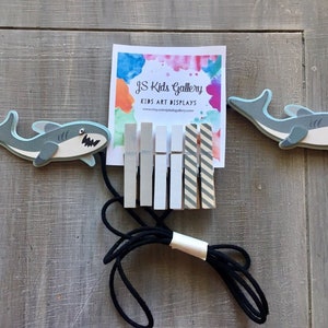 shark Art Display hanger, Kids Art work display,Photo display, Kids wall art display, clothesline display