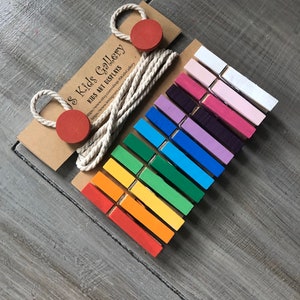Rainbow Clothesline artwork display, Rainbow Art work Display, baby girl onesie display, kids art work display, childrens artwork display