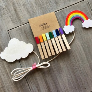 Rainbow Kids Art Display, Kids Art Display, Children&#39;s Art Work Display, Rainbow room decoration, Photo Display, Kids Wall Art, clothespin